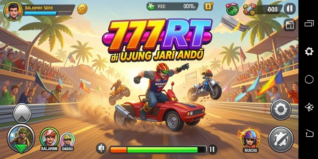 Tampilan gameplay mendebarkan dari balapan mobil di 777RT.