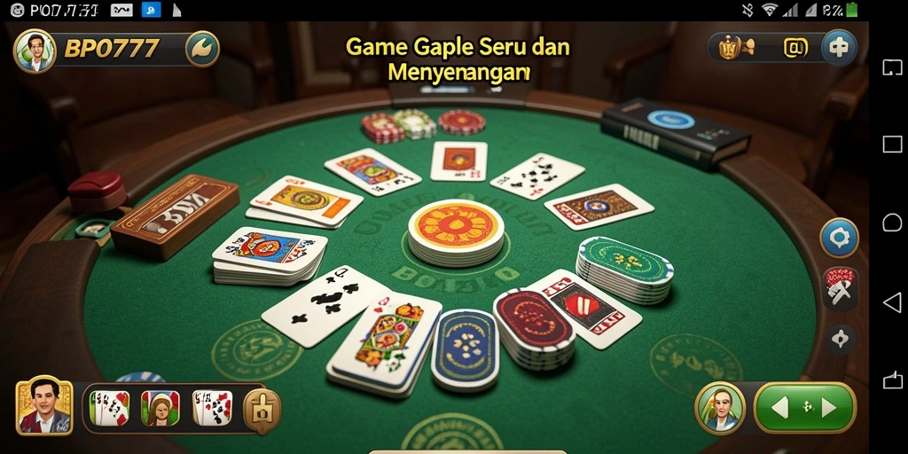 Tampilan gameplay seru dalam BPO777 saat bermain Gaple.