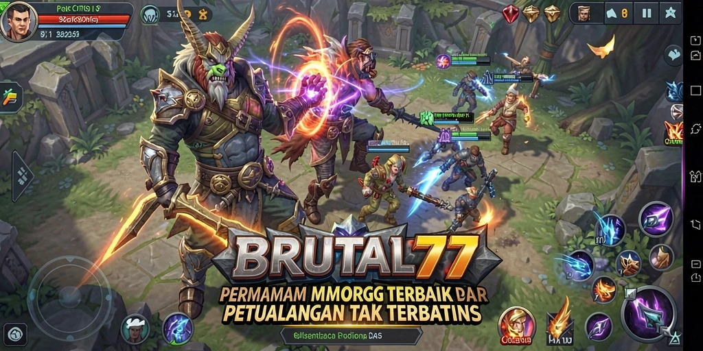 Gameplay BRUTAL77 dengan pertarungan yang epik dan grafis menawan.