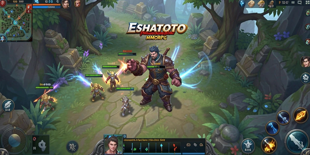 Tampilan gameplay ESHATOTO yang menakjubkan dalam mode MMORPG.
