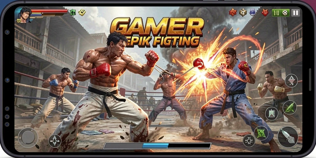Tampilan aksi seru dari gameplay GAMERP yang menggugah semangat bertarung.