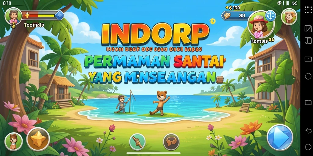Tampilan gameplay INDORP yang penuh warna dan karakter lucu.