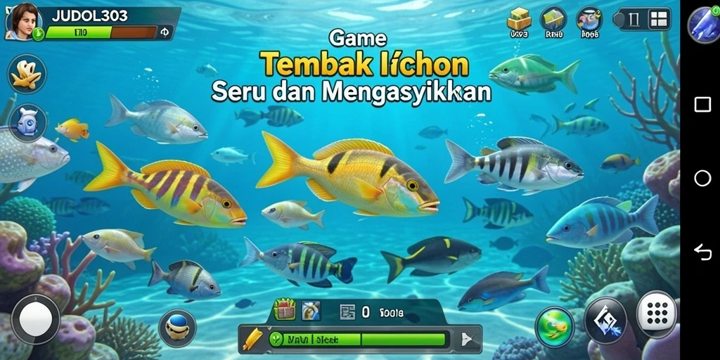 Tampilan gameplay seru di JUDOL303 saat menembak ikan.