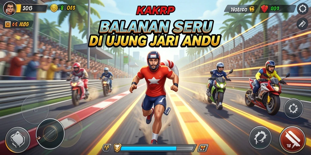 Tampilan gameplay balapan seru KAKRP yang menegangkan.