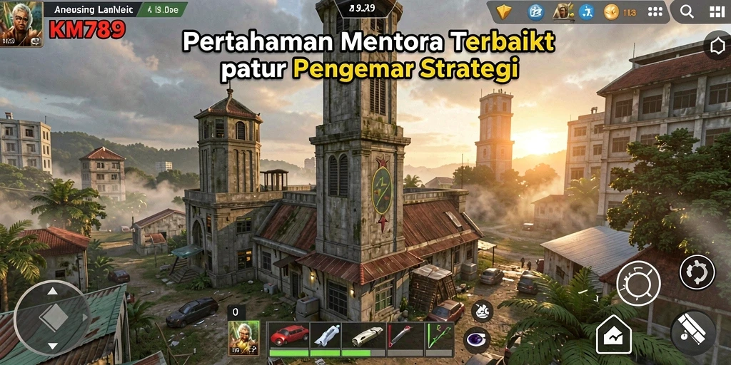 Tampilan gameplay KM789 dengan menara yang siap menghadang serangan musuh.
