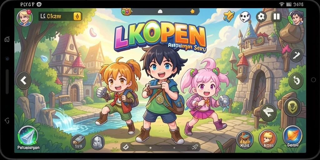 Tampilan seru dari gameplay LKOPEN yang penuh warna dan aksi.