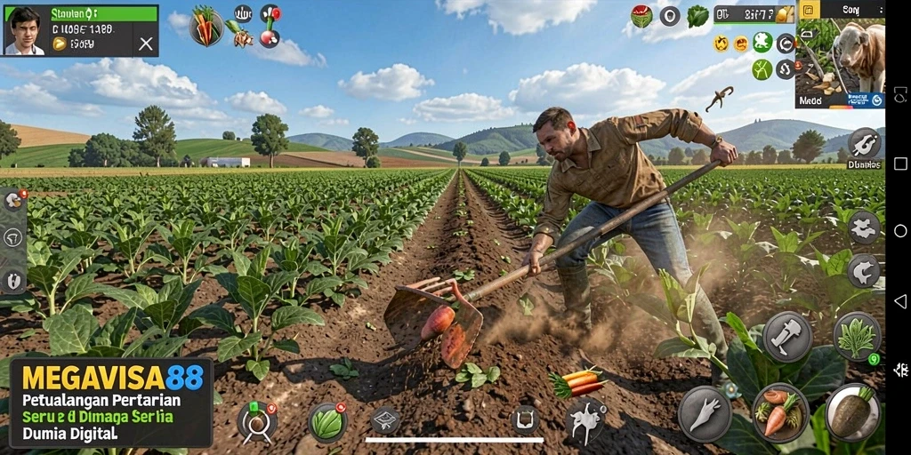Skrinsut gameplay MEGAVISA88 yang menarik dan interaktif dalam pertanian.