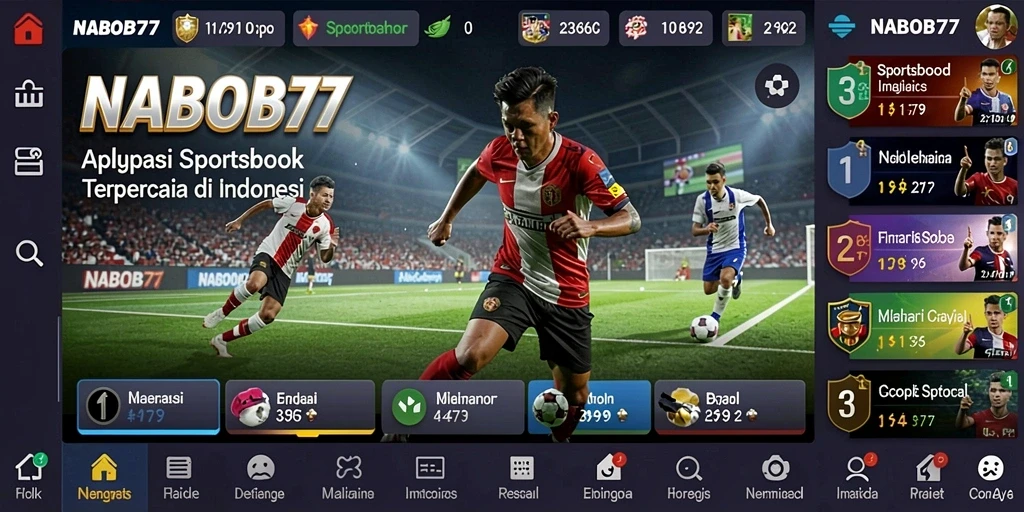 Screenshot utama NABOB77 menampilkan antarmuka taruhan olahraga yang menarik.