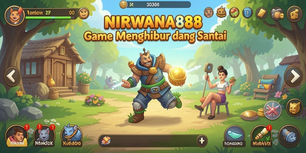 Tampilan gameplay NIRWANA88 yang menampilkan karakter dan sumber daya.