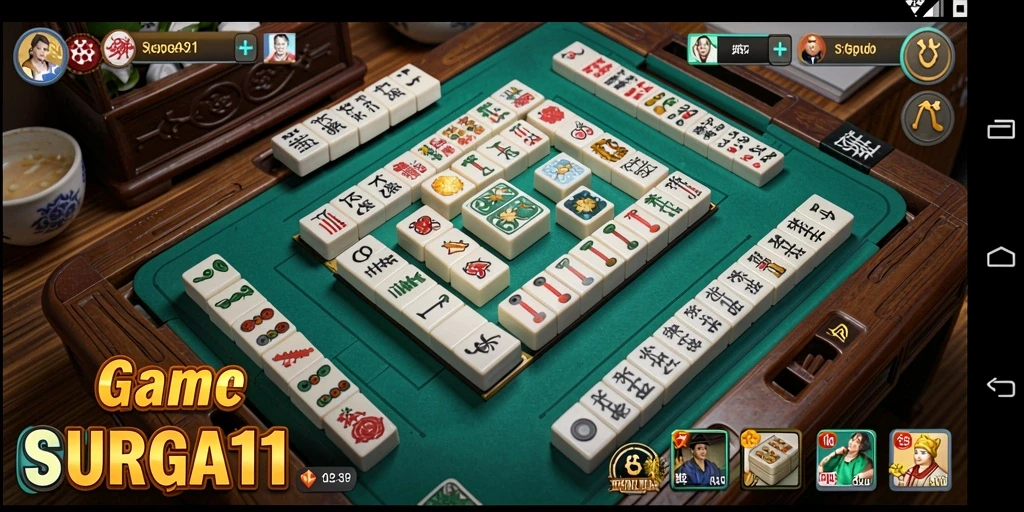 Tampilan screenshot utama SURGA11 menampilkan gameplay Mahjong yang mendebarkan.