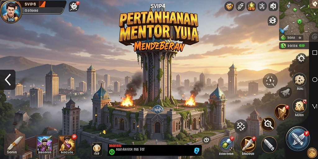 Tangkapan layar menunjukkan aksi pertahanan menara yang intens.