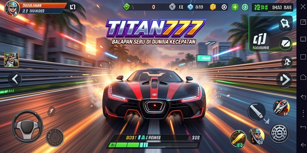 Gameplay Racing yang mendebarkan dalam TITAN777.