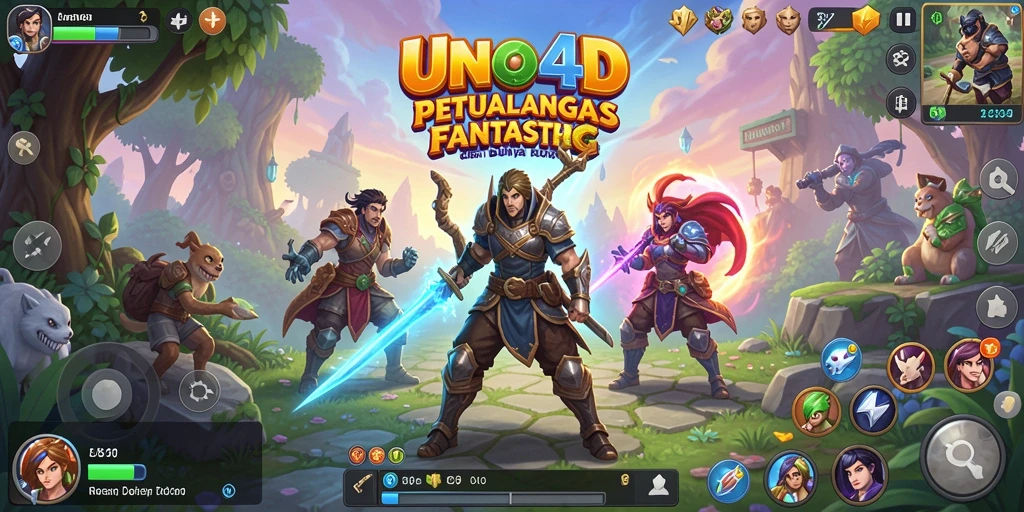 Tampilan gameplay <strong>UNO4D</strong> yang memukau dengan pertarungan epik dan eksplorasi dunia yang luas.